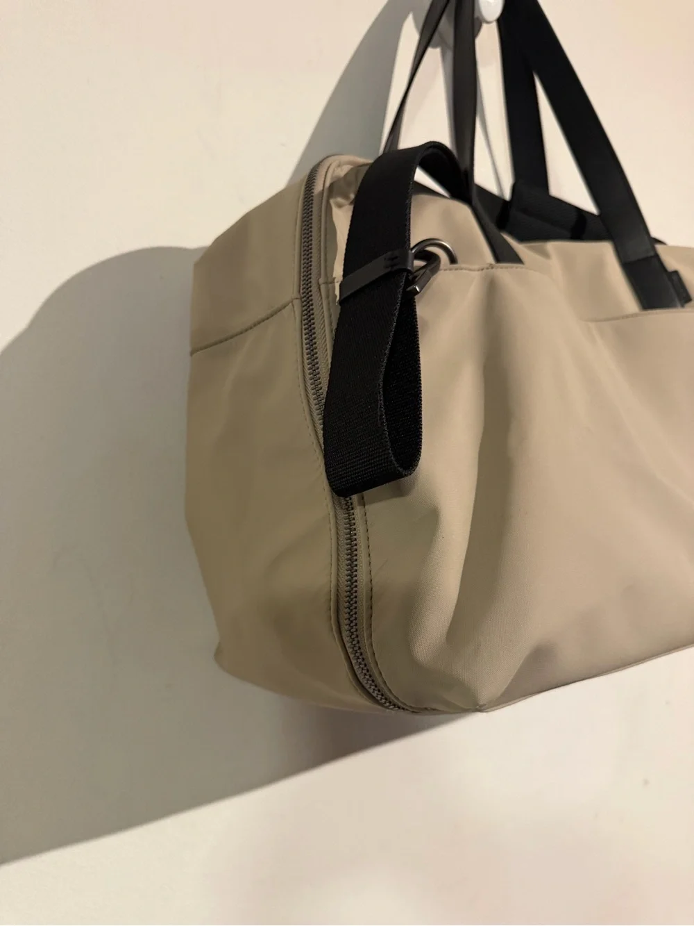 Away Beige The weekender Tote Bag with Black Handles